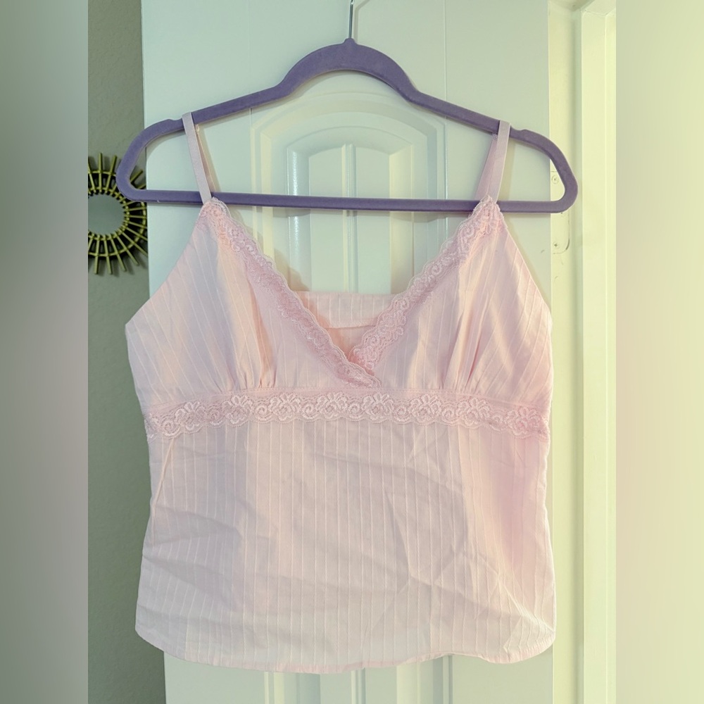 Pink Lace Trim Camisole